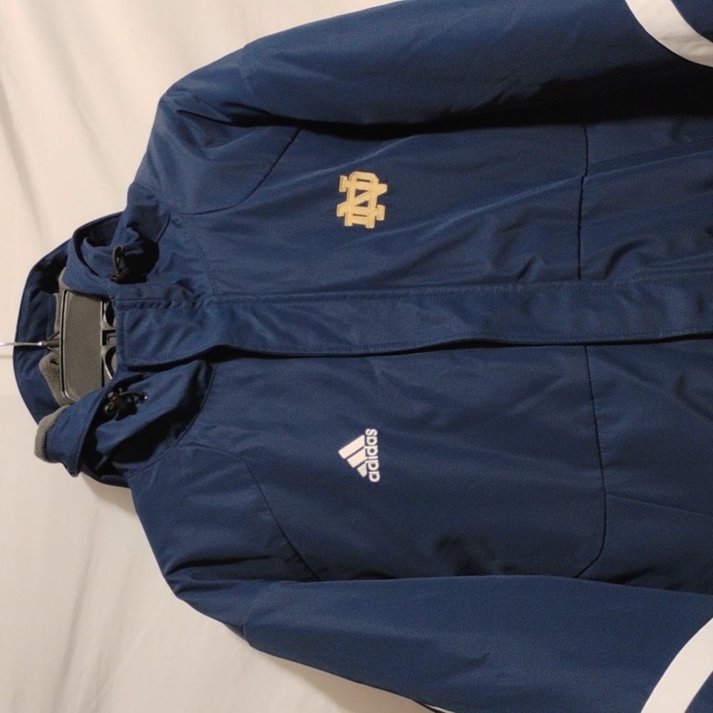 SALE! RARE! NWOT ADIDAS Notre Dame Climaproof Winter Y2K Coat Velcro/Zip Sz.L - Picture 2 of 15
